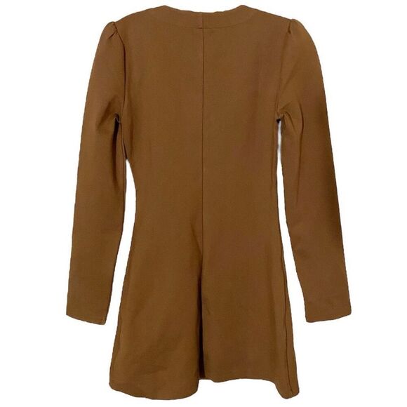 Reformation Micah Brown Faux Button Up Long Sleeve Mini Dress NWT Size Small - Picture 4 of 8